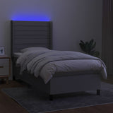 Slatted bed base LED mattress Light gray 90x190cm Fabric