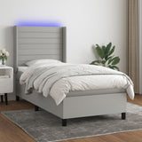 Slatted bed base LED mattress Light gray 90x190cm Fabric