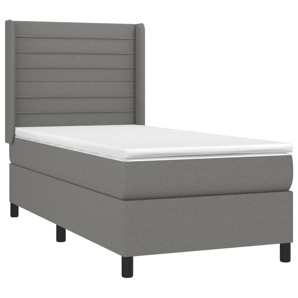 Slatted bed base LED mattress Dark gray 90x190cm Fabric