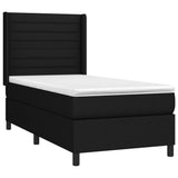 Bed slatted base mattress and LED Black 90x190 cm Fabric