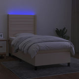 Lattenrostmatratze und LED-Creme-Stoff 90 x 190 cm