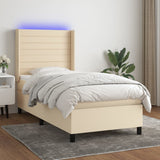 Lattenrostmatratze und LED-Creme-Stoff 90 x 190 cm