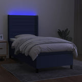 Bed slatted base mattress and LED Blue 90x190 cm Fabric