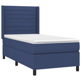 Bed slatted base mattress and LED Blue 90x190 cm Fabric