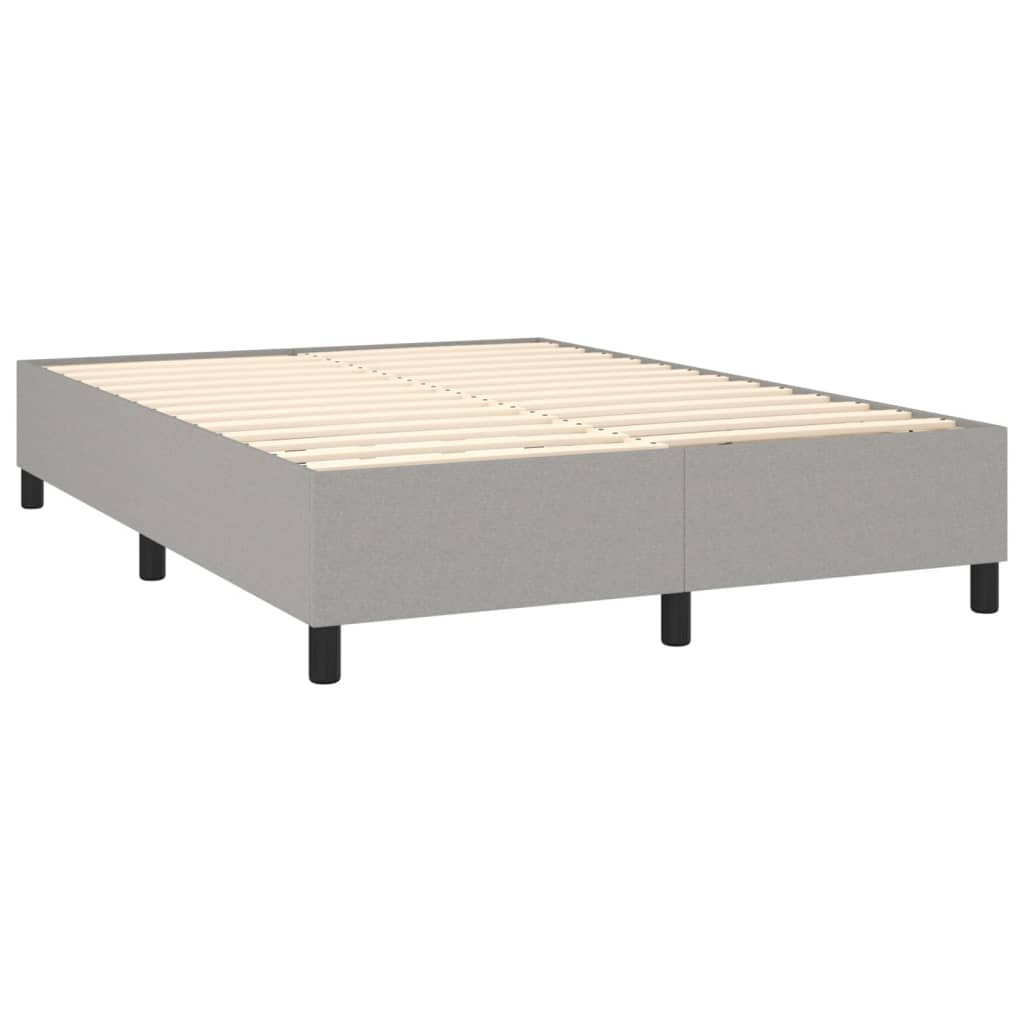 Slatted bed base LED mattress Light gray 140x200 cm Fabric