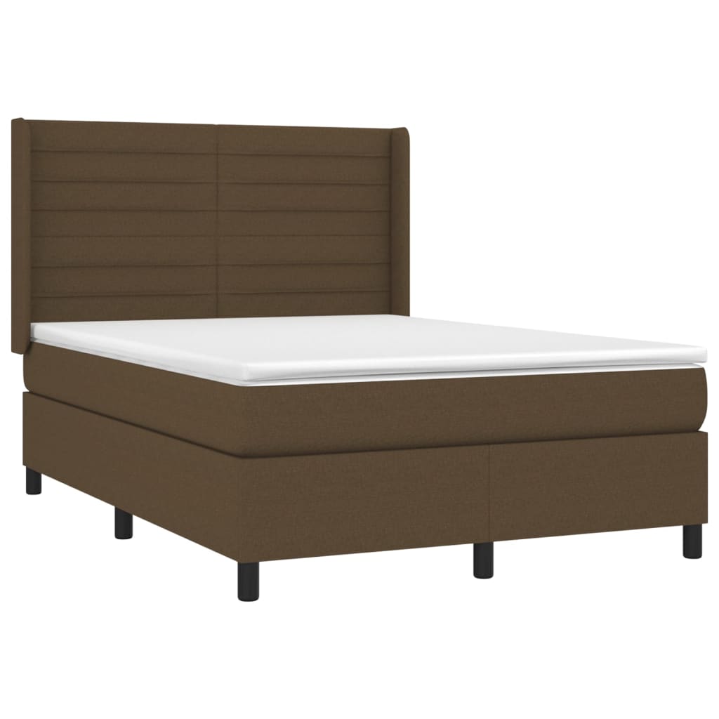 Slatted bed base with mattress and LED Dark brown 140x200 cm