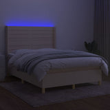 Lattenrostmatratze und LED-Creme-Stoff 140 x 200 cm