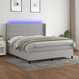 Sommier à lattes de lit matelas LED Gris clair 160x200 cm Tissu