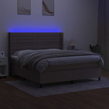 Sommier à lattes de lit matelas et LED Taupe 160x200 cm Tissu