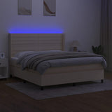 Sommier à lattes de lit matelas et LED Crème 160x200 cm Tissu