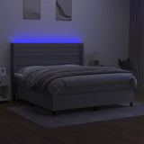 Slatted bed base LED mattress Light gray 180x200 cm Fabric