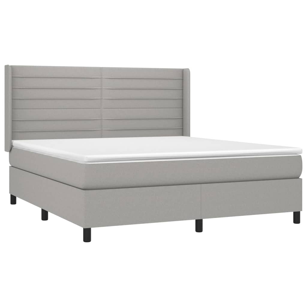 Slatted bed base LED mattress Light gray 180x200 cm Fabric