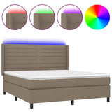 Sommier à lattes de lit matelas et LED Taupe 180x200 cm Tissu