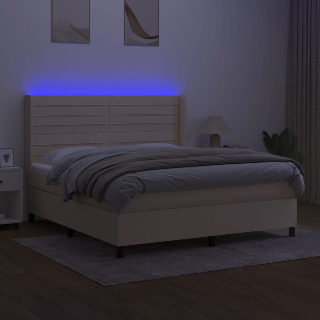 Lattenrostmatratze und LED-Creme-Stoff 180 x 200 cm