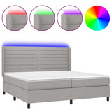 Sommier à lattes de lit matelas LED Gris clair 200x200 cm Tissu