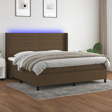 Sommier à lattes de lit matelas et LED Marron foncé 200x200 cm