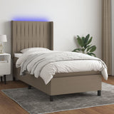 Sommier à lattes de lit matelas et LED Taupe 80x200cm Tissu