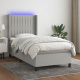 Sommier à lattes de lit matelas LED Gris clair 90x190cm Tissu