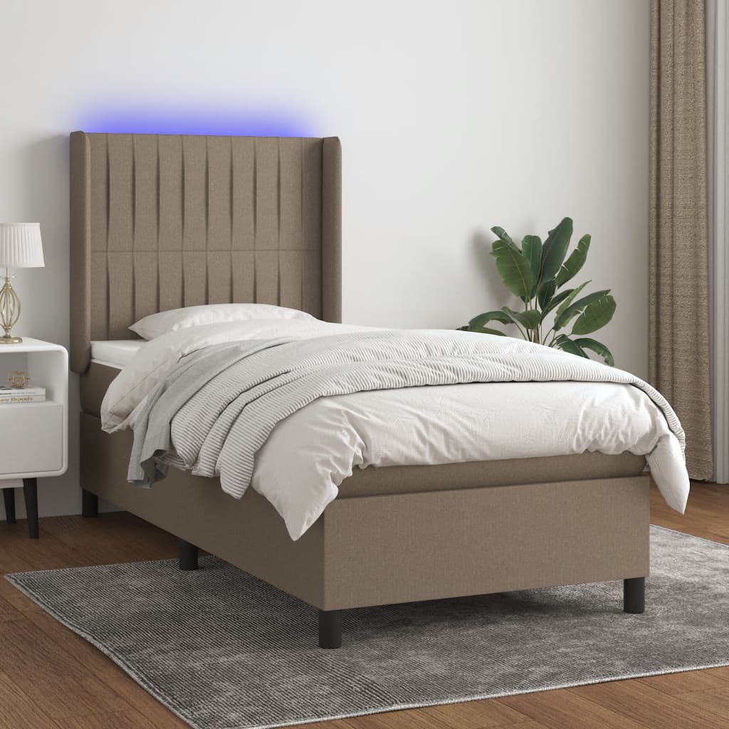 Lattenrostmatratze und Stoff LED Taupe 90x190 cm