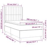 Lattenrost LED-Matratze Hellgrau 90x200cm Stoff