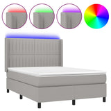 Sommier à lattes de lit matelas LED Gris clair 140x190 cm Tissu