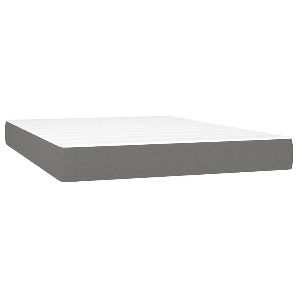 Sommier à lattes de lit matelas LED Gris foncé 140x190 cm Tissu