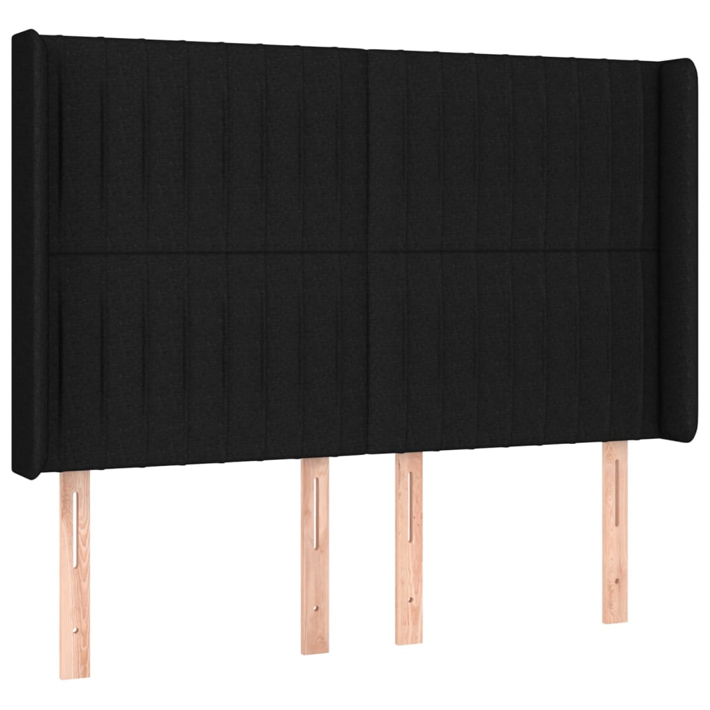 Sommier à lattes de lit matelas et LED Noir 140x190 cm Tissu