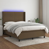 Sommier à lattes de lit matelas et LED Marron foncé 140x190 cm