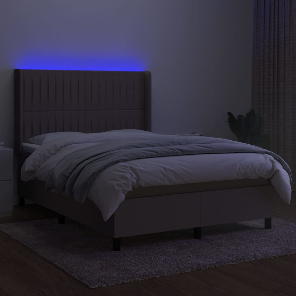 Lattenrostmatratze und Stoff LED Taupe 140x200 cm