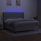 Sommier à lattes de lit matelas LED Gris clair 160x200 cm Tissu