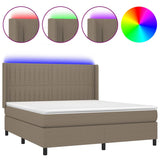 Sommier à lattes de lit matelas et LED Taupe 160x200 cm Tissu