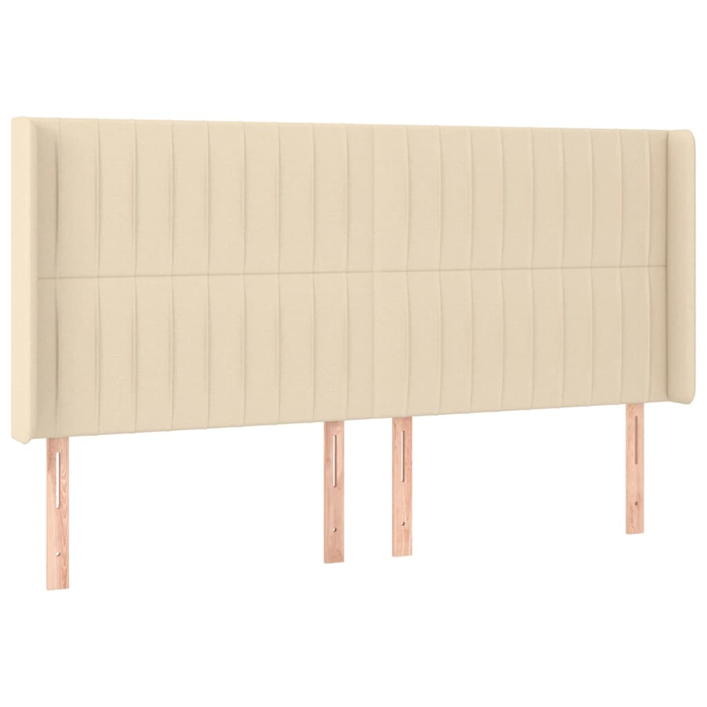 Sommier à lattes de lit matelas et LED Crème 160x200 cm Tissu