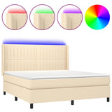 Bed slatted base mattress and LED Cream 180x200 cm Fabric