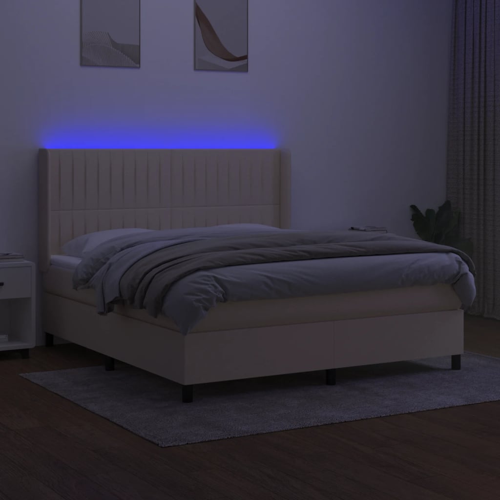 Lattenrostmatratze und LED-Creme-Stoff 180 x 200 cm