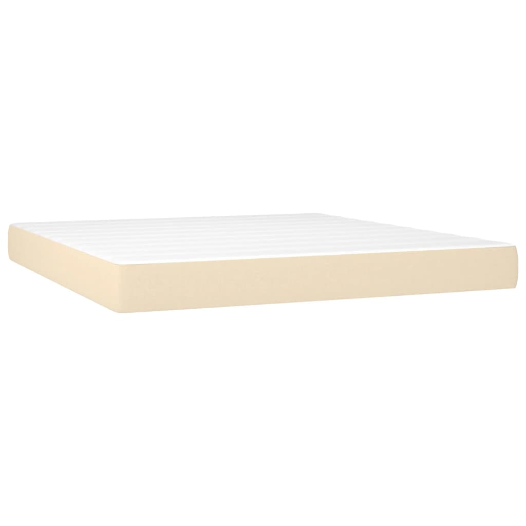 Bed slatted base mattress and LED Cream 180x200 cm Fabric