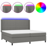 Sommier à lattes de lit matelas LED Gris foncé 200x200 cm Tissu