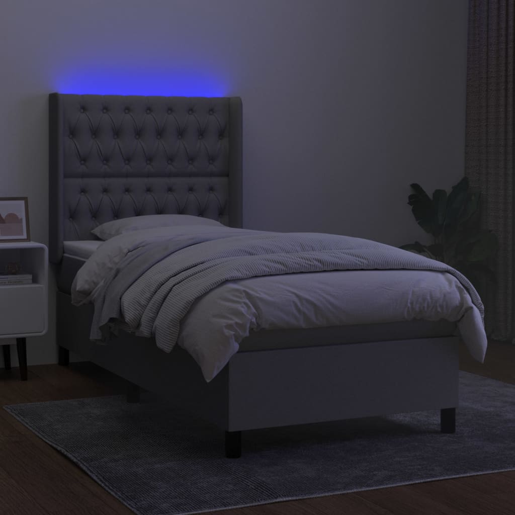 Sommier à lattes de lit matelas LED Gris clair 80x200cm Tissu