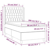 Lattenrost LED-Matratze Hellgrau 90x200cm Stoff