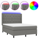 Sommier à lattes de lit matelas LED Gris foncé 140x190 cm Tissu