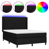 Sommier à lattes de lit matelas et LED Noir 140x190 cm Tissu