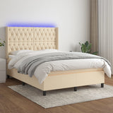 Lattenrostmatratze und LED-Creme-Stoff 140 x 190 cm