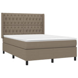 Sommier à lattes de lit matelas et LED Taupe 140x200 cm Tissu