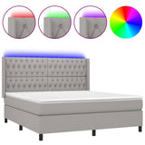 Sommier à lattes de lit matelas LED Gris clair 160x200 cm Tissu