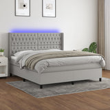 Sommier à lattes de lit matelas LED Gris clair 160x200 cm Tissu