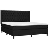 Sommier à lattes de lit matelas et LED Noir 160x200 cm Tissu