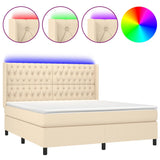 Sommier à lattes de lit matelas et LED Crème 160x200 cm Tissu