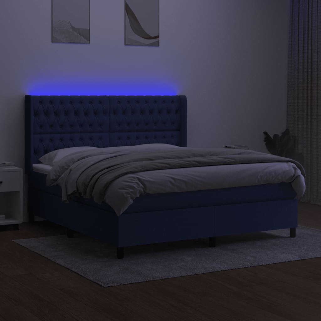 Lattenrostmatratze und Stoff LED Blau 160x200 cm