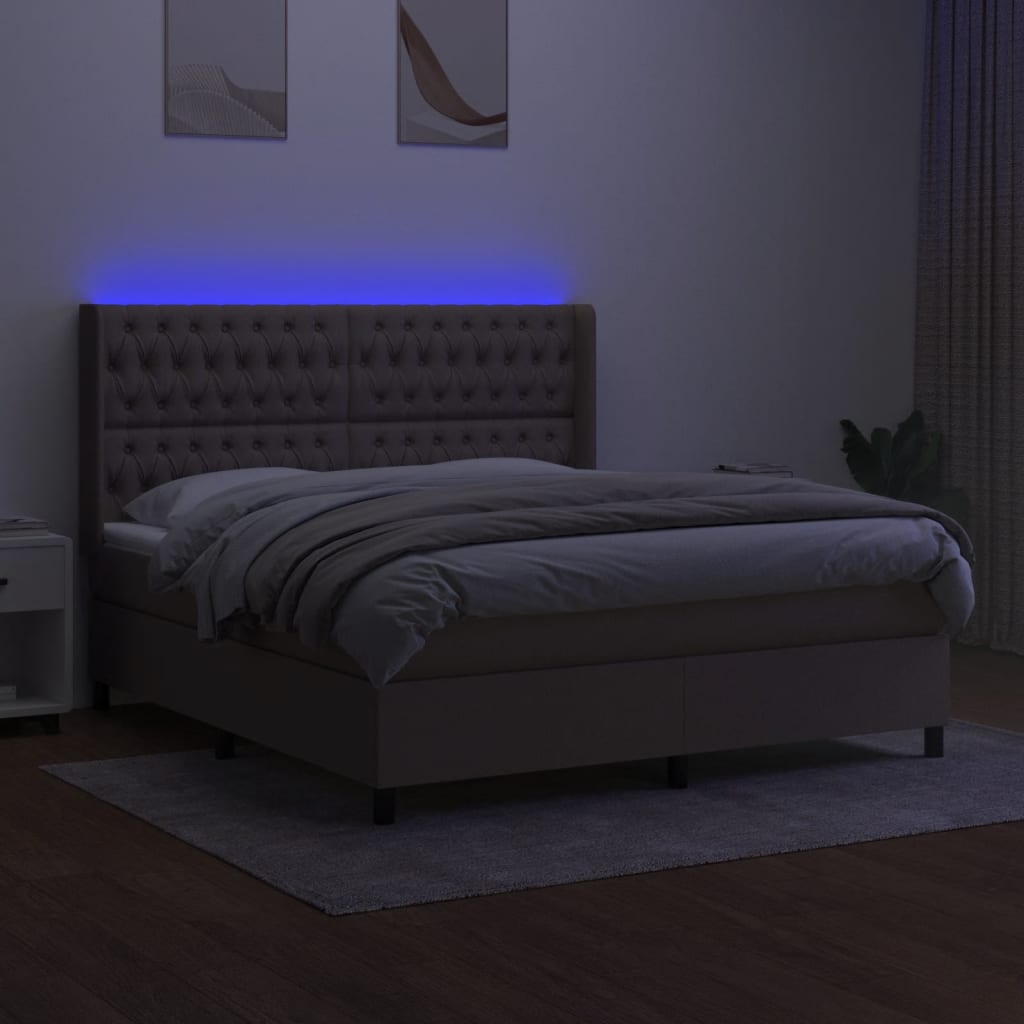 Lattenrostmatratze und Stoff LED Taupe 180x200 cm