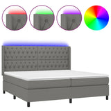 Sommier à lattes de lit matelas LED Gris foncé 200x200 cm Tissu