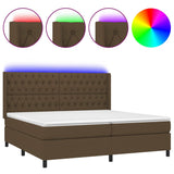 Sommier à lattes de lit matelas et LED Marron foncé 200x200 cm